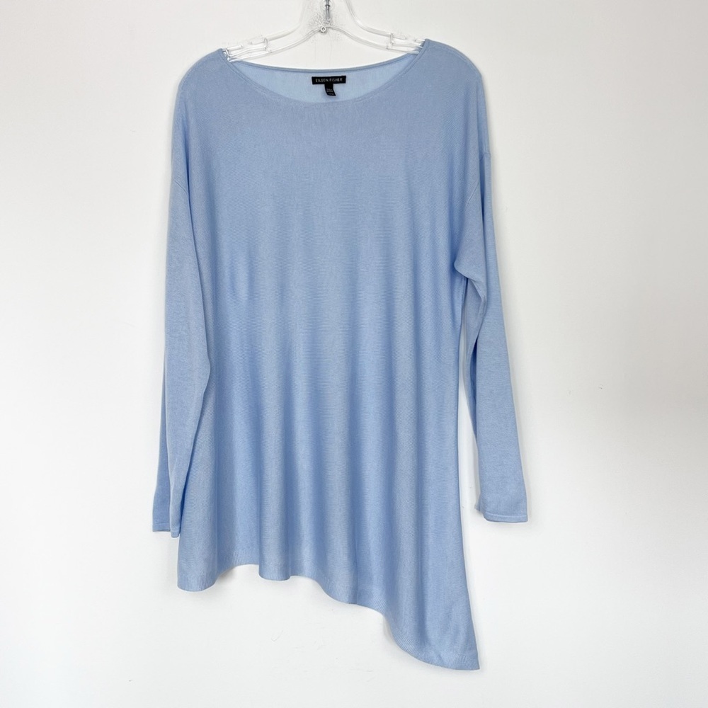 Eileen Fisher | Asymmetrical Hem Merino Wool Blend Long-Sleeve Top Size Medium
